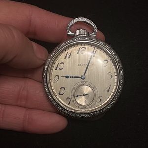 vintage Elgin pocket watch stainless steel